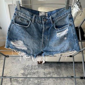 Reformation Dixie High Rise Denim Shorts Size 26 / wash: Shasta Destroyed